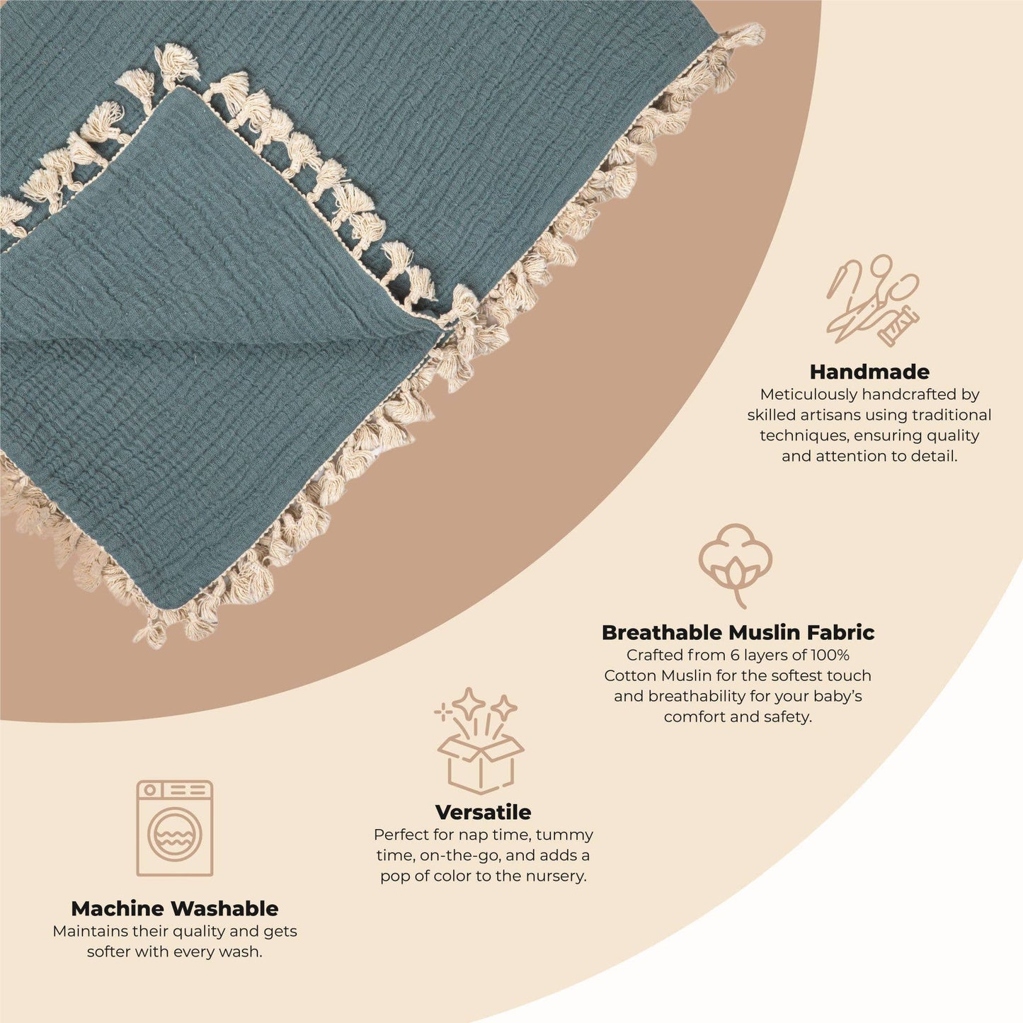 6 Layer Muslin Blanket Riverstone