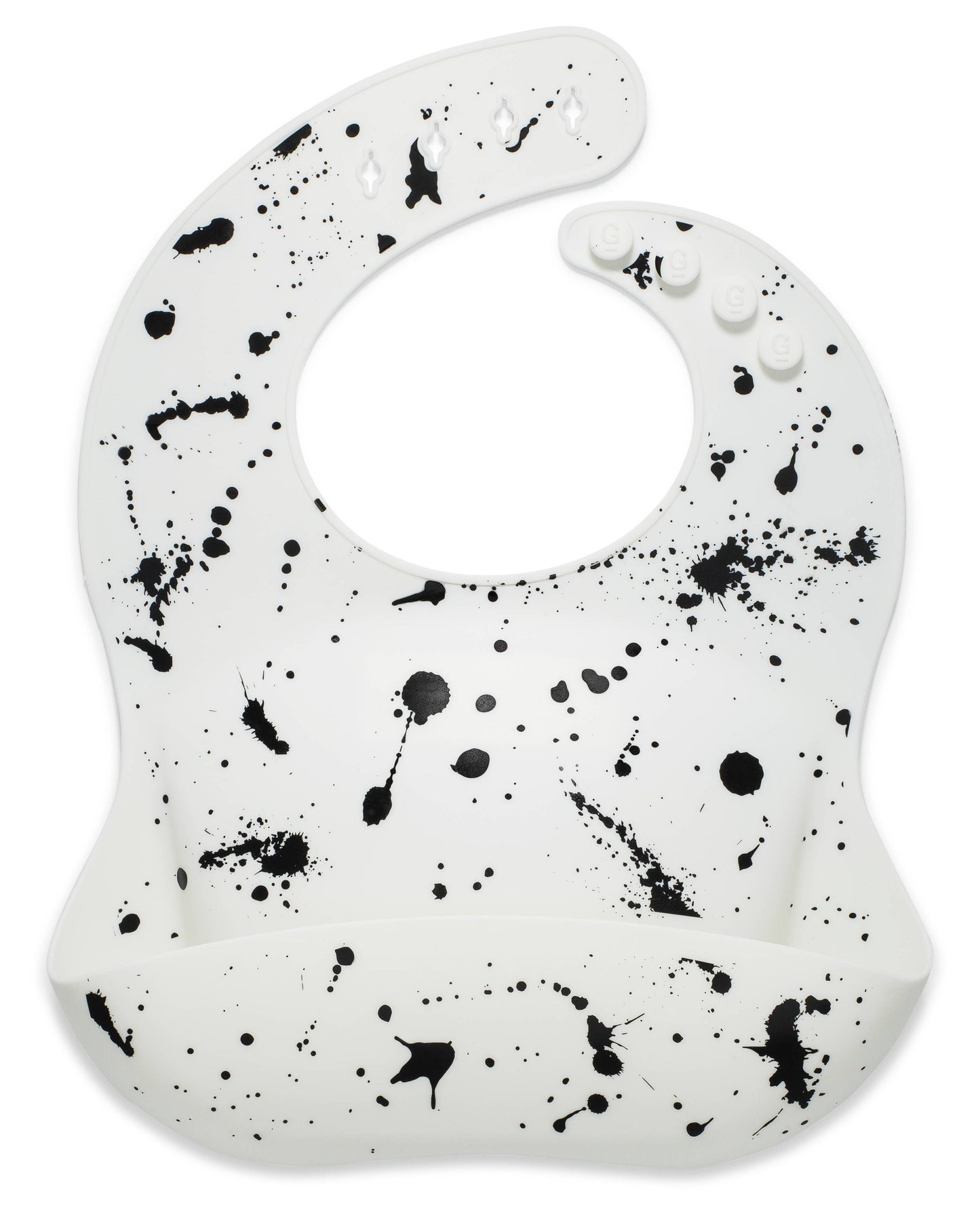 Silicone Baby Bib - Paint Splatter on White