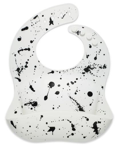 Silicone Baby Bib - Paint Splatter on White