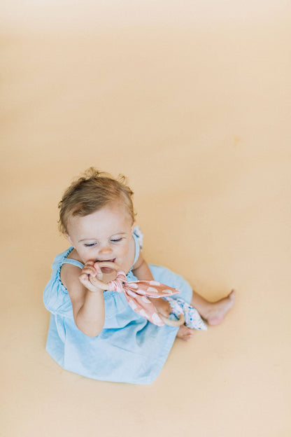 Crinkle Bunny Ears Teether- Neutral Rainbow