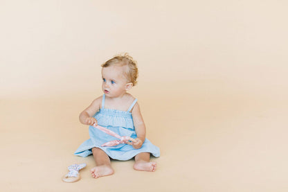 Crinkle Bunny Ears Teether- Neutral Rainbow