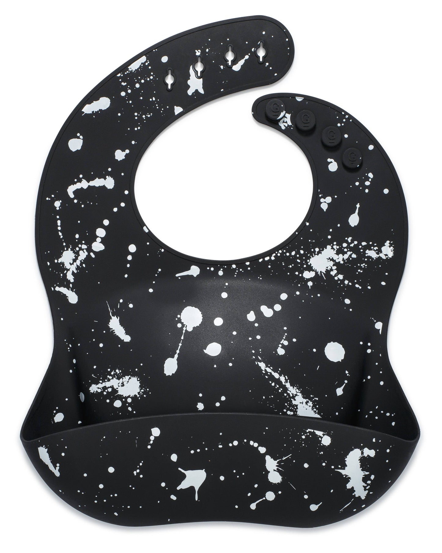 Silicone Baby Bib - Paint Splatter on Black