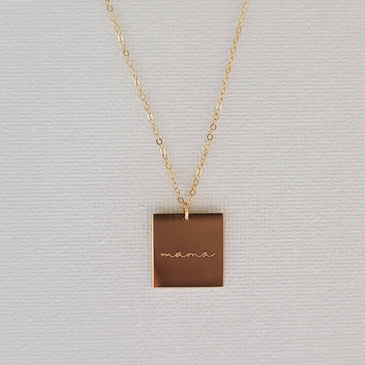 Mama 16mm Square Mothers Necklace